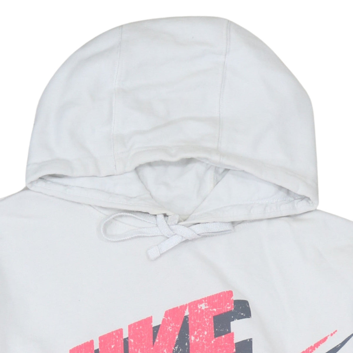 Nike Women’s White Hoodie Large Graphic Print Pullover Cotton Blend