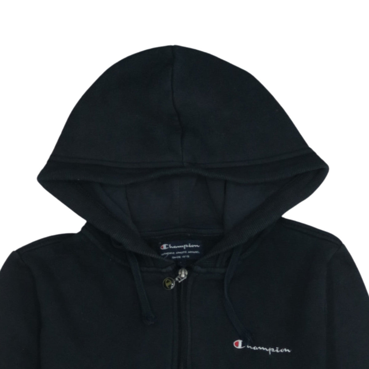 Champion Boys Black Full Zip Hoodie Size L Cotton Blend Drawstring