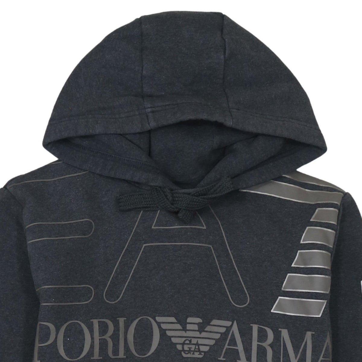 Emporio Armani EA7 Mens Black Pullover Hoodie Size M Graphic Logo Fleece