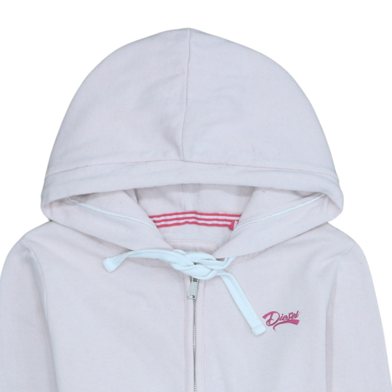 Diesel Unisex White Full Zip Hoodie M Cotton Fleece