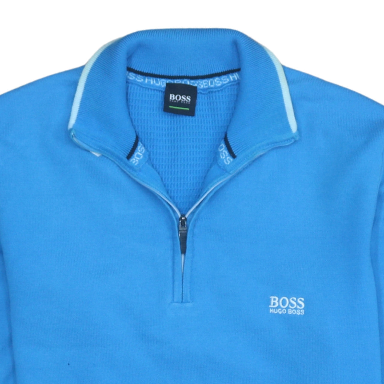 Hugo Boss Men Blue Cotton 1/2 Zip Jumper Size M Casual Knitwear
