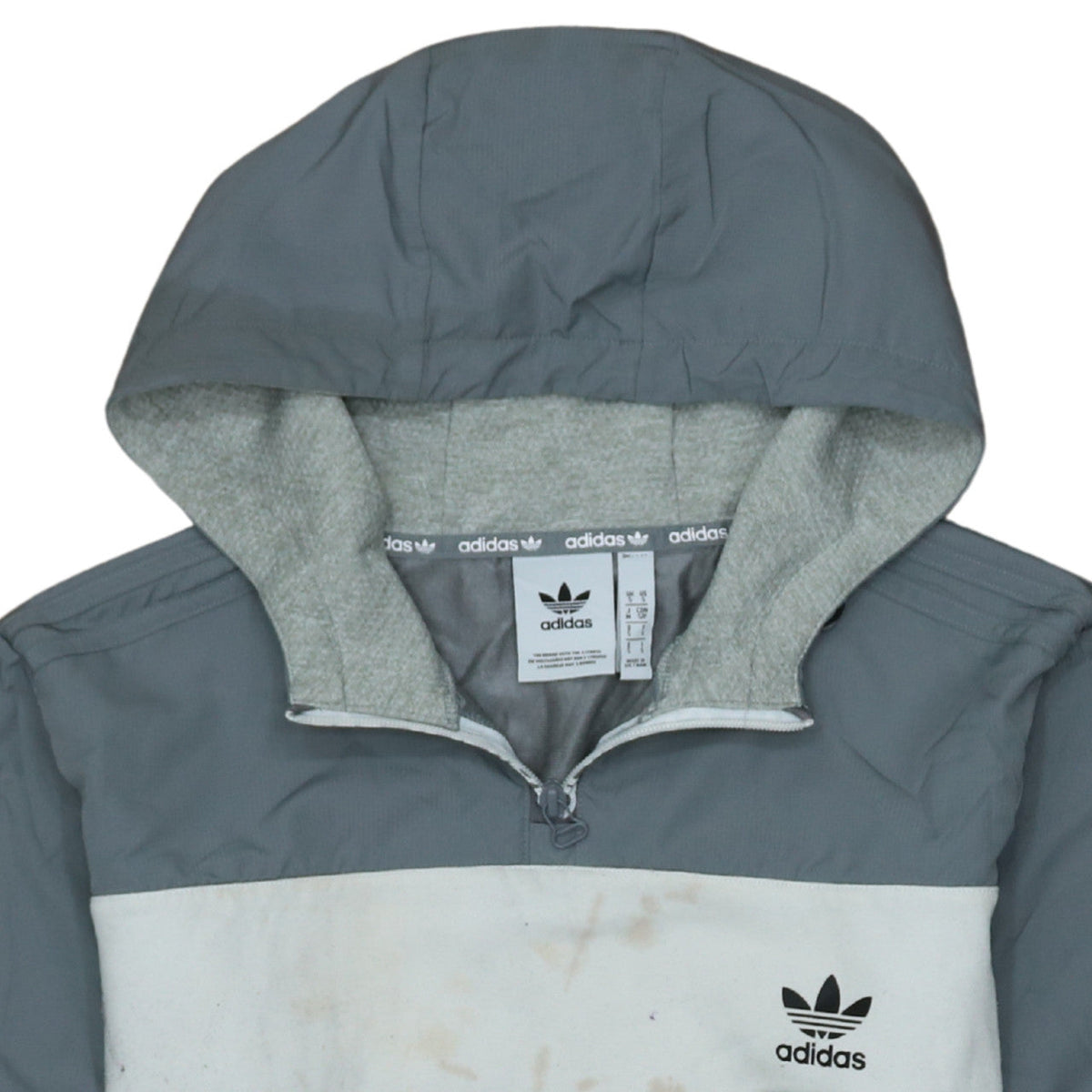 Adidas Men’s Grey Half Zip Hooded Sweatshirt Size S