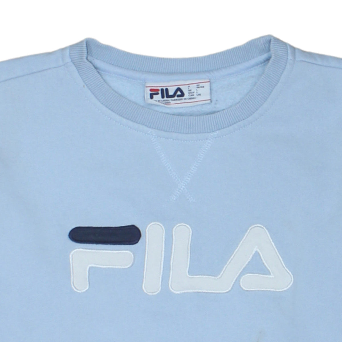 Fila Women's Light Blue Crew Neck Logo Sweatshirt Size L