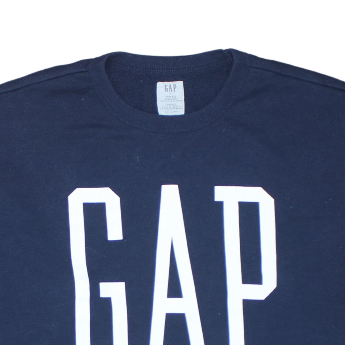 Gap Women Navy Blue Logo Crew Neck Pullover Sweatshirt L