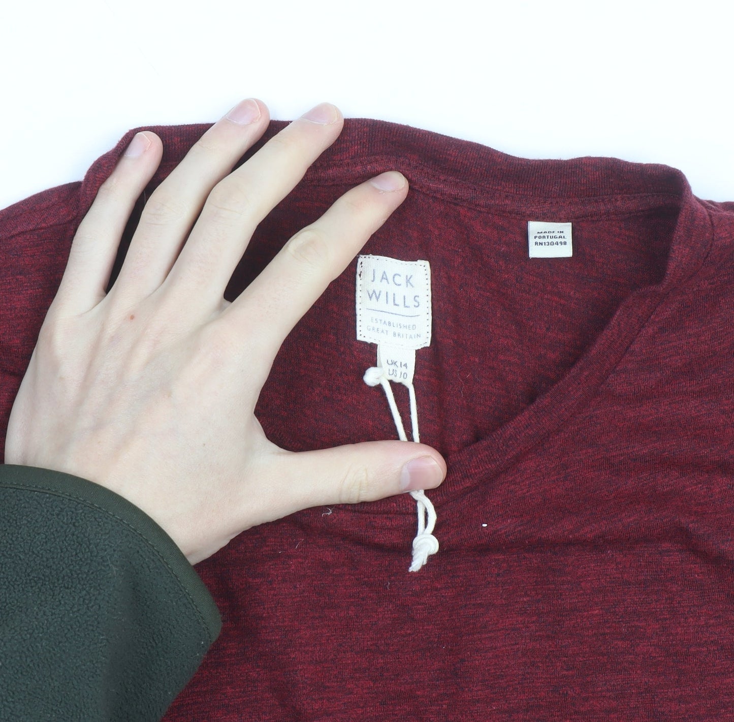 Jack Wills Women Red Cropped Jersey T-Shirt UK 14 Regular Fit