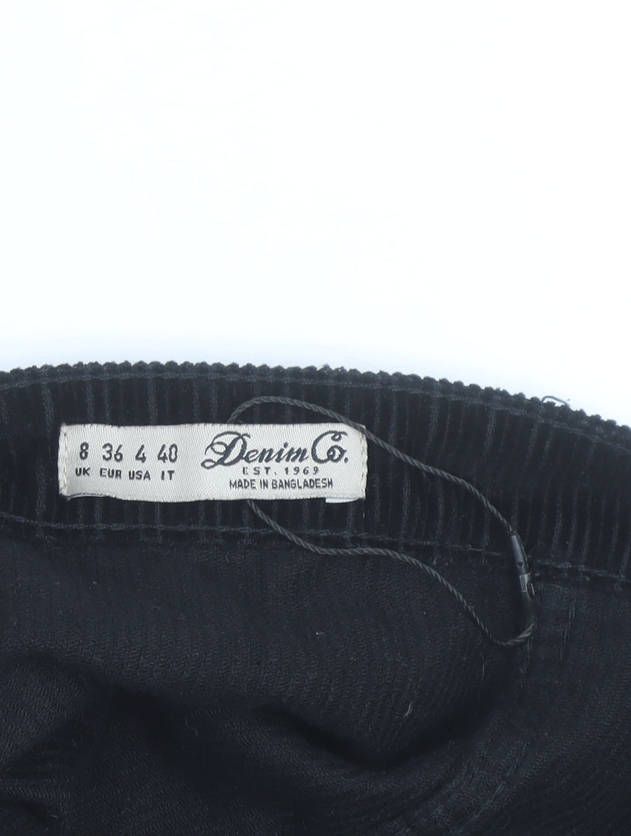 Denim Co. Women’s Black Corduroy Button Short Skirt Size 8