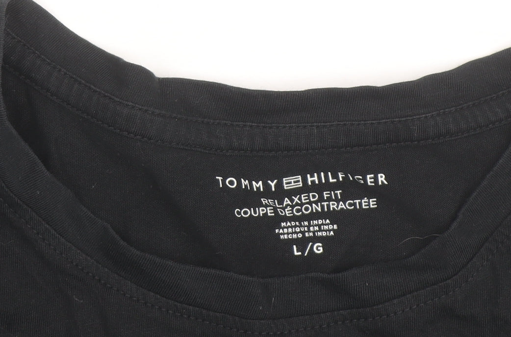 Tommy Hilfiger Women’s Black Relaxed Fit Cotton Logo T-Shirt L