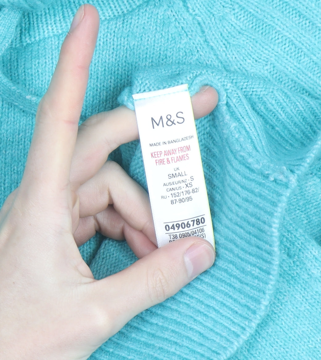 Marks & Spencer Women’s Blue Hooded Knit Jumper Size S
