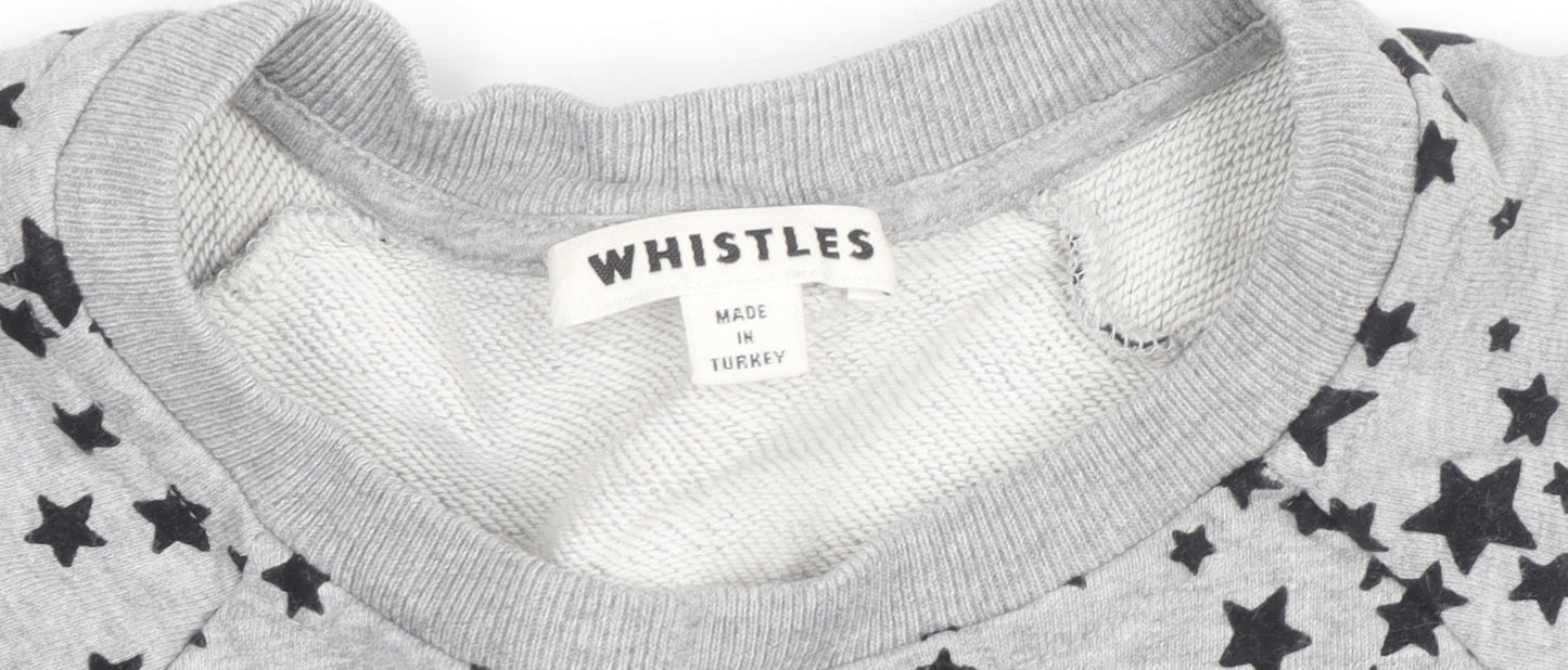 Whistles Women Grey Star Print Pullover Sweatshirt Size M