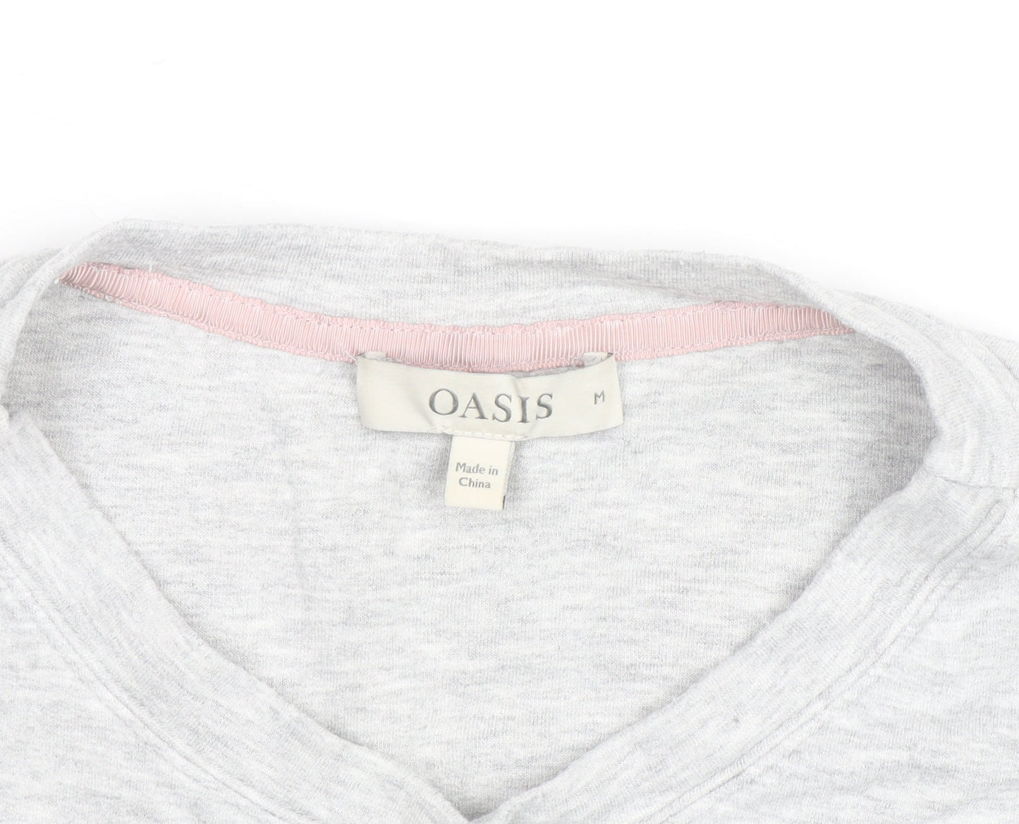 Oasis Unisex Grey Embroidered Sequin C'Est Bon V-Neck Sweatshirt M