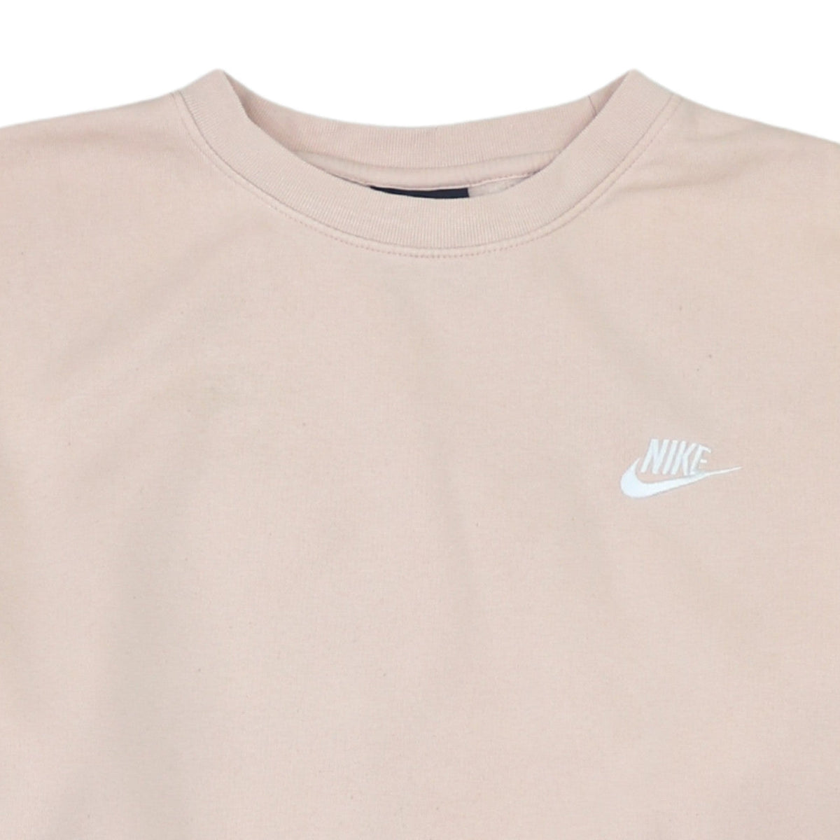 Nike Women Beige Cotton Pullover Sweatshirt M Crew Neck Logo