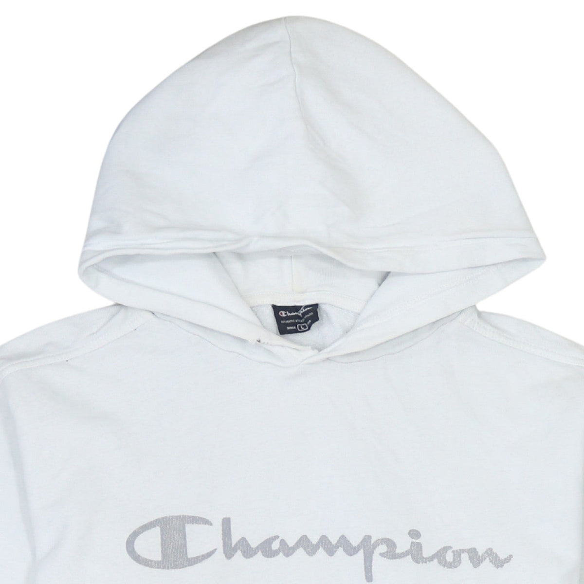 Champion Men's White Pullover Hoodie L Logo Sportswear
