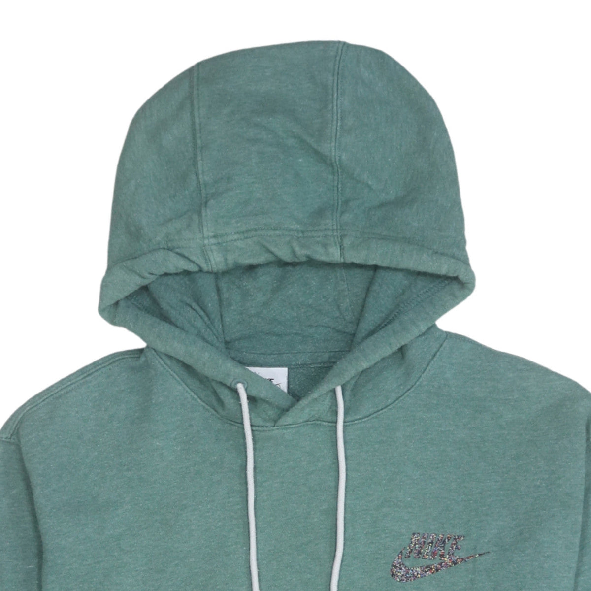 Nike Women Green Small Pullover Hoodie 80% Cotton Logo Front