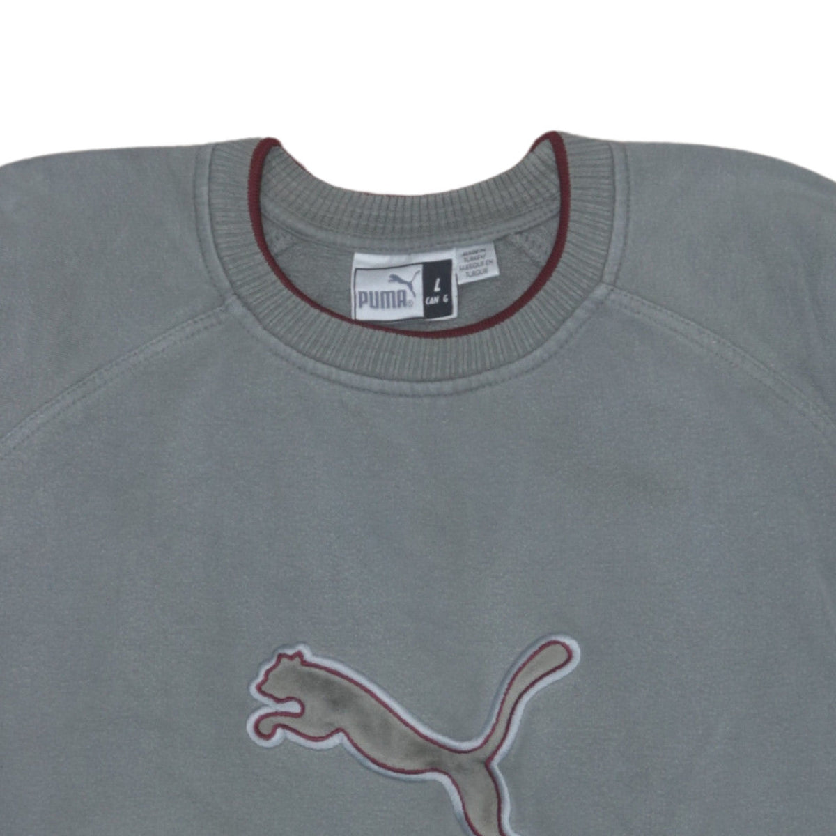 Puma Men's Grey Crew Neck Logo Sweatshirt Size L