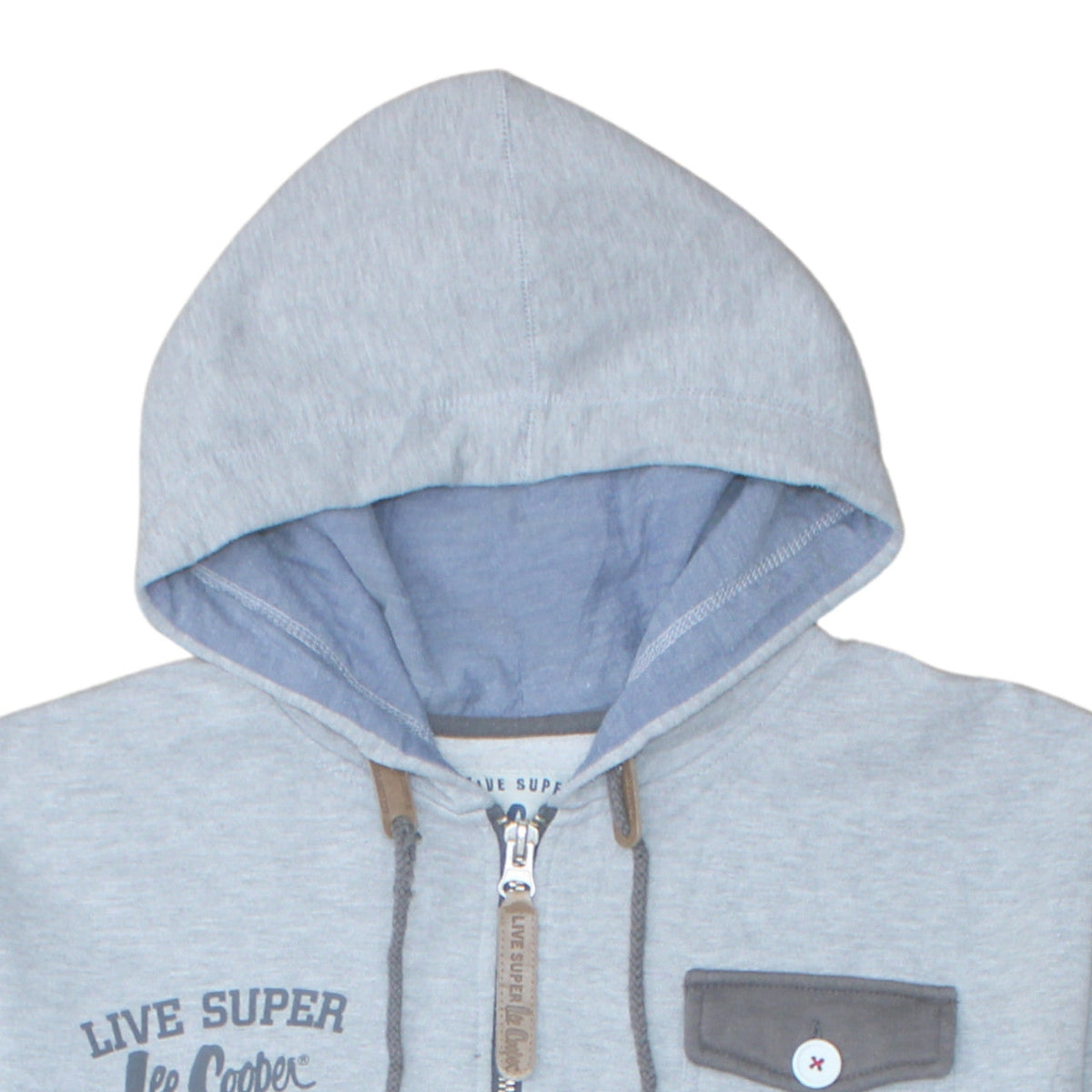 Lee Cooper Men’s Grey Full Zip Hoodie L Vintage Style Sweatshirt