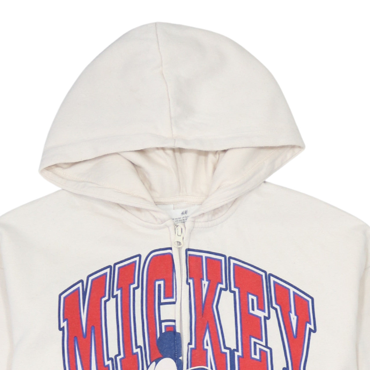 H&M Boys White Full Zip Mickey Mouse Hoodie 10-12 Years Cotton Blend