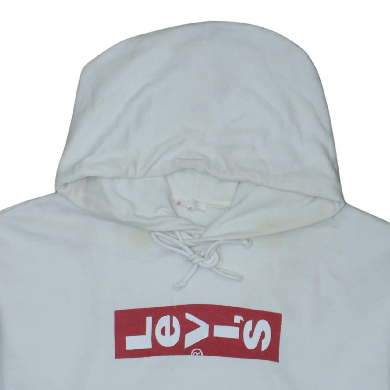 Levi's Womens White Large Pullover Hoodie with Logo Print
