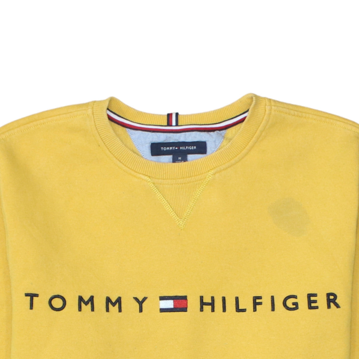 Tommy Hilfiger Women’s Yellow Logo Pullover Sweatshirt M Cotton Blend