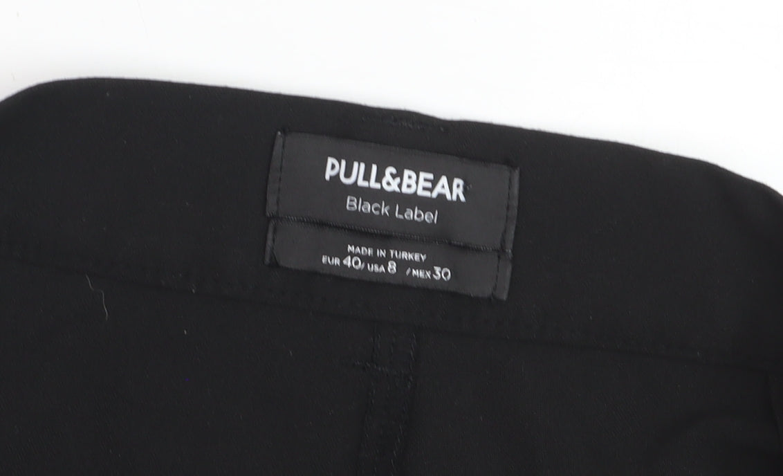 Pull & Bear Womens Black Regular Fit Straight Leg Trousers Size 12