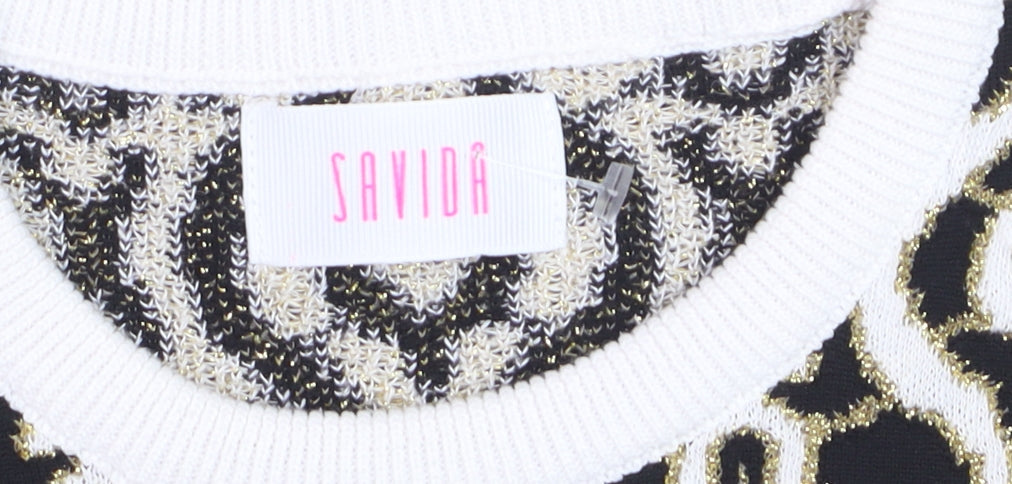 Savida Women’s Black & White Geometric Knit Jumper Size 12