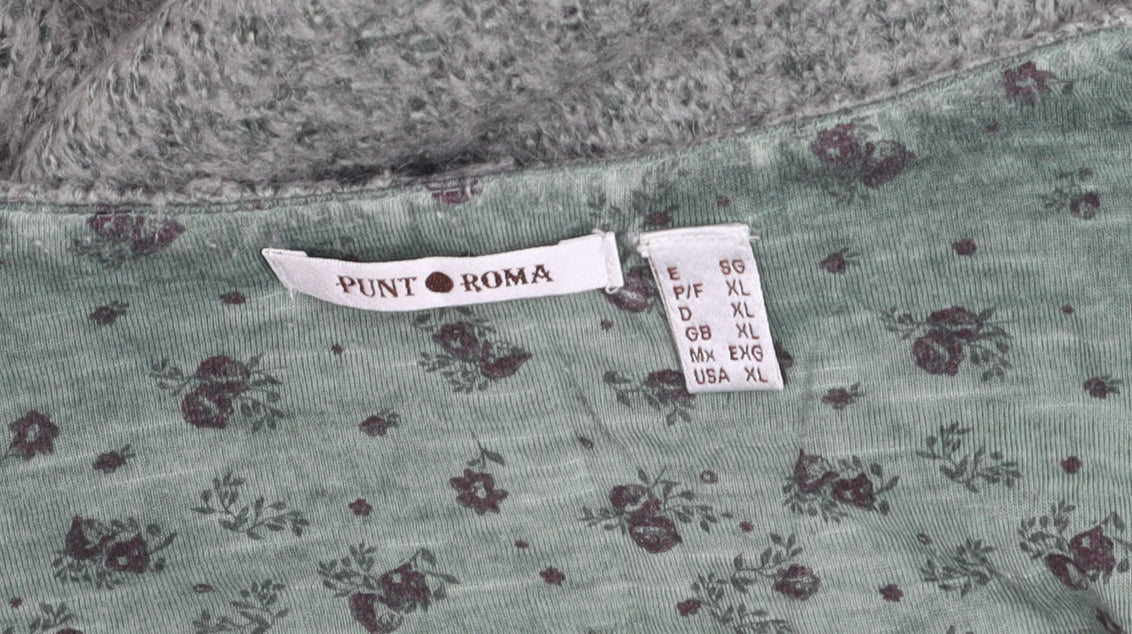 Punt Roma Women Green Knit Long Sleeve Pullover Jumper XL
