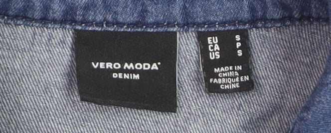 Vero Moda Women's Blue Denim Button-Up Long Sleeve Shirt S