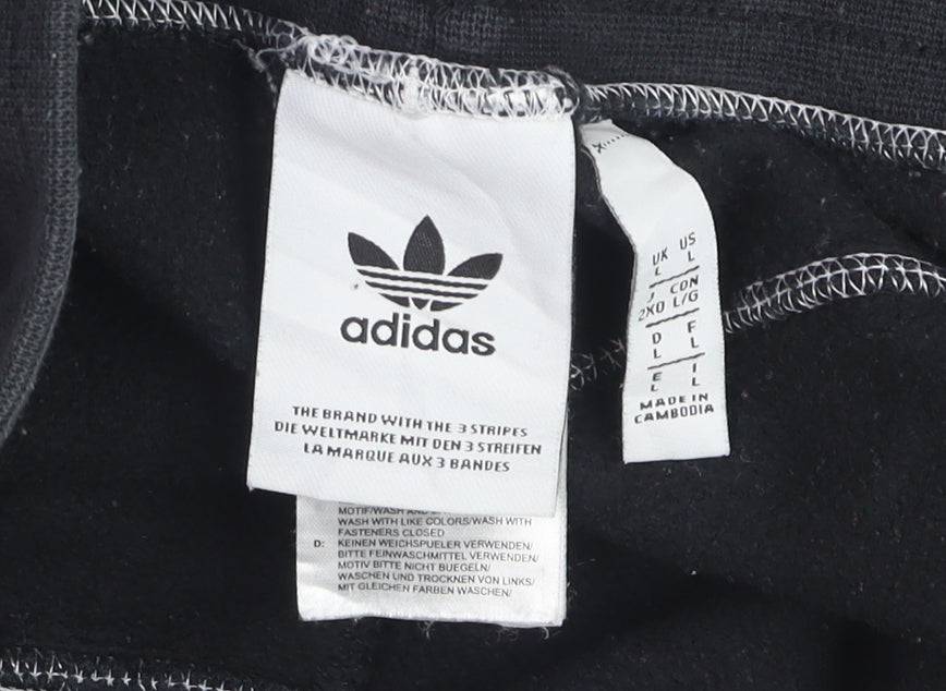 Adidas Mens Black Jogger Trousers L Fleece Regular Fit