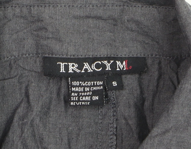 Tracy M Men's Grey Cotton Long Sleeve Button-Up Shirt S