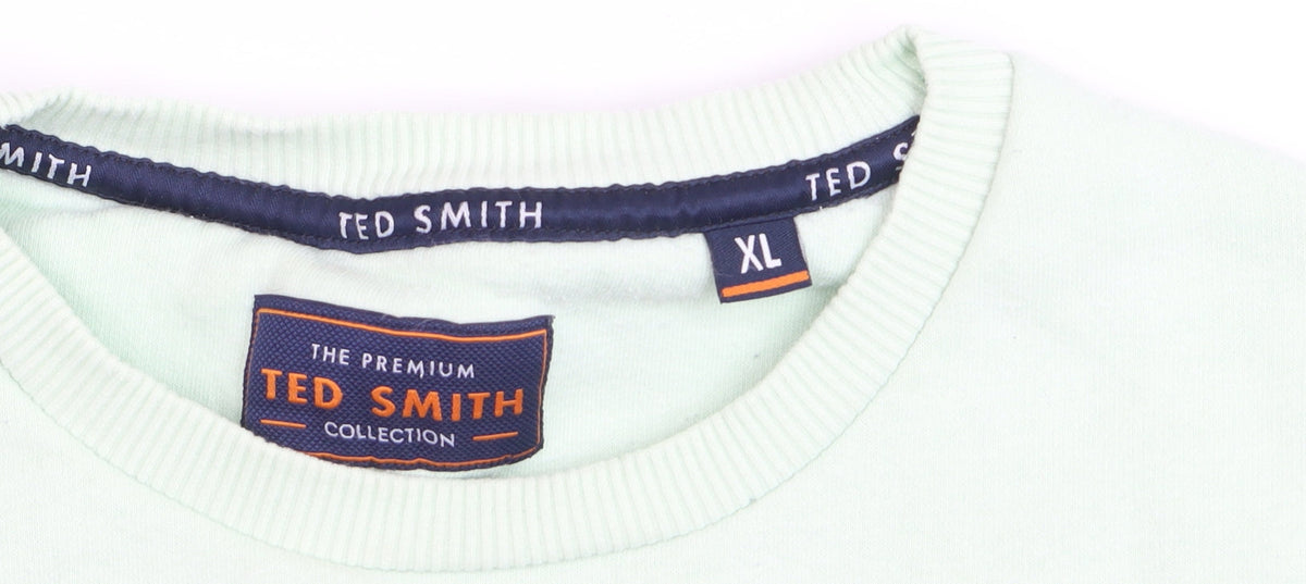 Ted Smith Men's Green XL Pullover Sweatshirt Crew Neck Logo