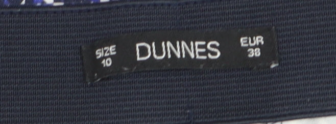 Dunnes Womens Blue Geometric Slim Tapered Trousers Size 10