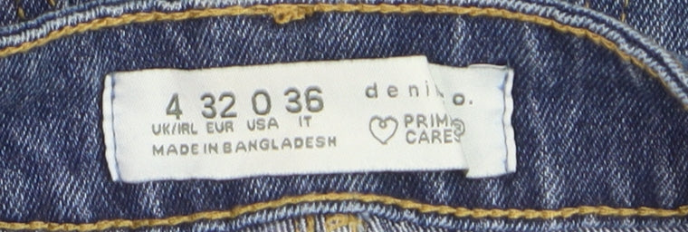 Primark Women's Blue Denim Mom Shorts Size 4 High Waist Stretch