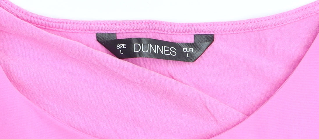 Dunnes Women Pink Short Sleeve Basic Blouse Size L
