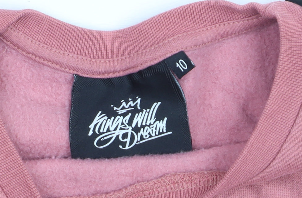 Kings Will Dream Womens Pink Pullover Sweatshirt Size 10 Cotton Blend