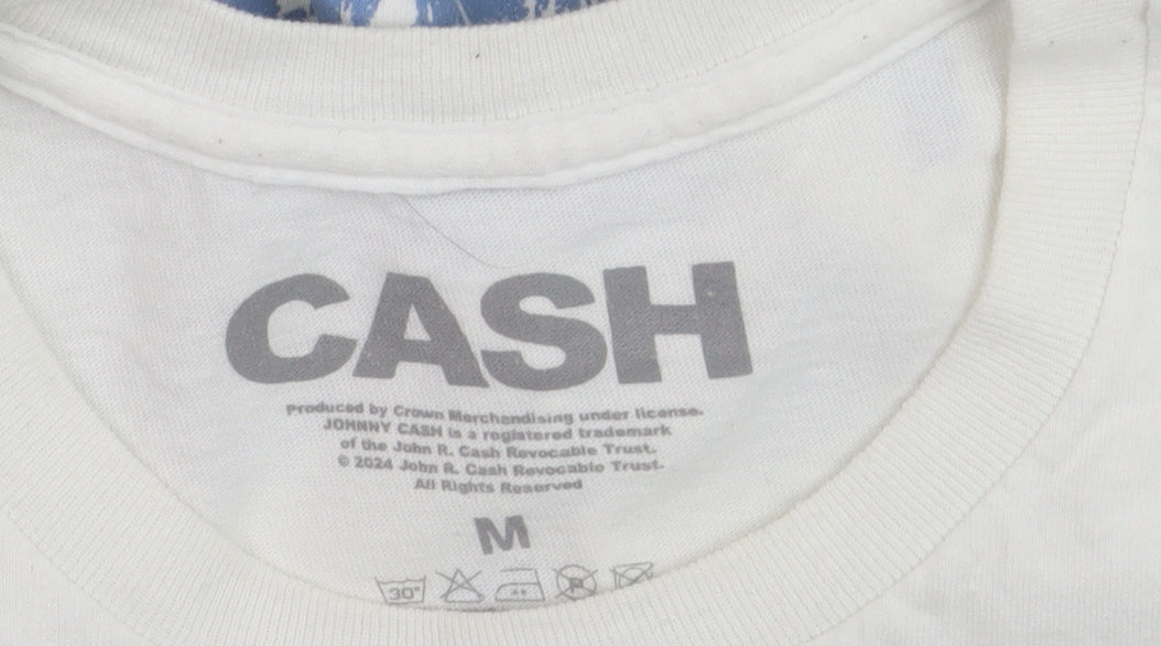 CASH Men’s White Johnny Cash Band Graphic Print T-Shirt M