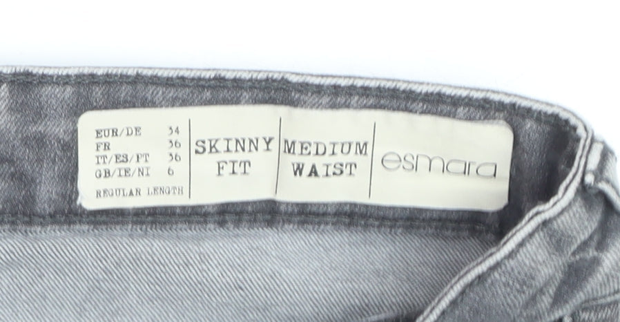 ESMARA Women's Grey Skinny Jeans Size 6 Slim Fit Mid Rise Denim