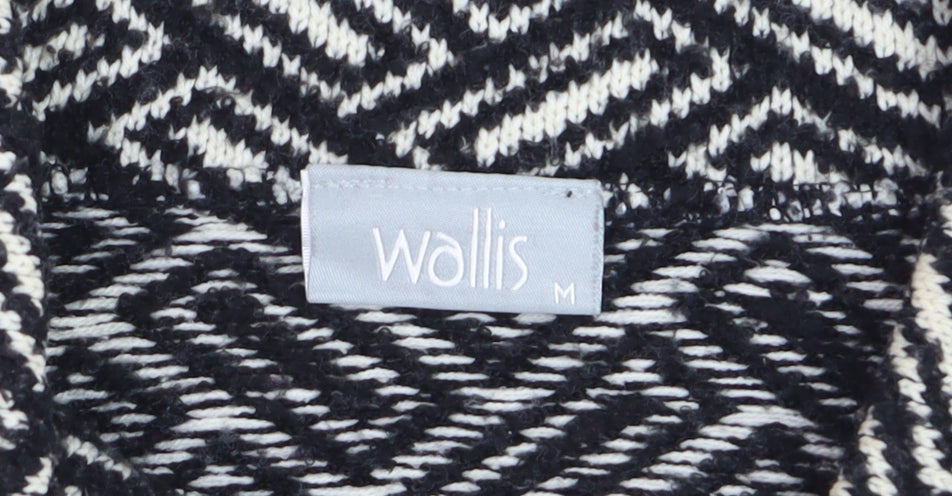 Wallis Women Black Wool Blend Mid-Length Overcoat M