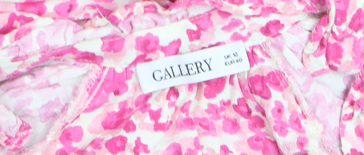 Gallery Women's Pink Floral A-Line Short Dress Size 12