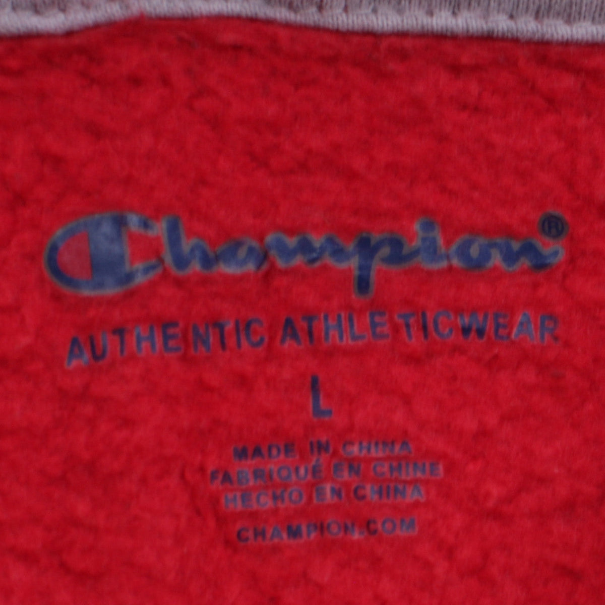 Champion Womens Red Pullover Hoodie Size L Embroidered Logo Sweatshirt