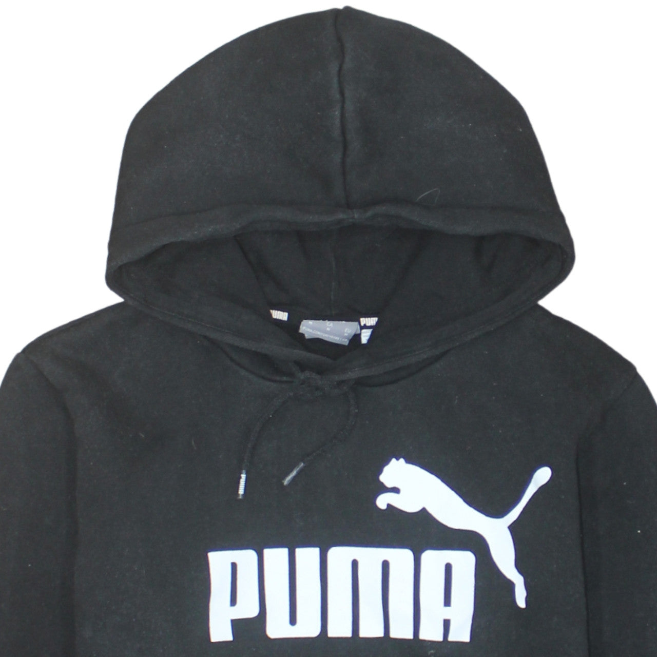 Puma Mens Black Pullover Hoodie M Logo Fleece Sportswear