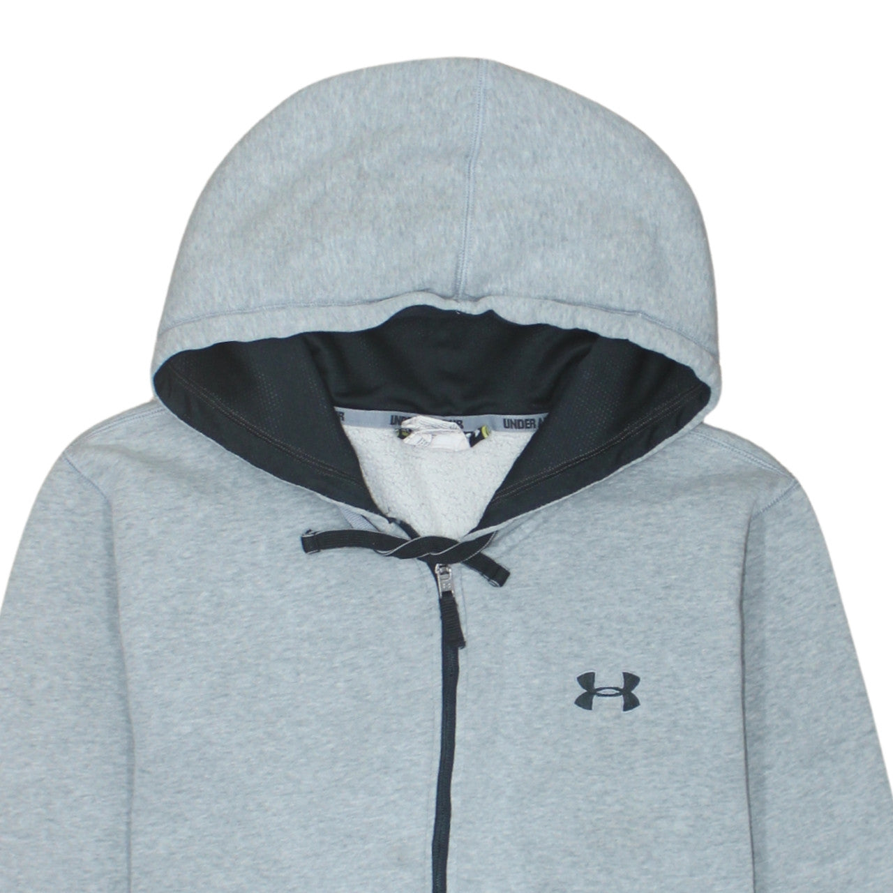 Under Armour Men's Grey Full Zip Hoodie Size L Fleece Cotton