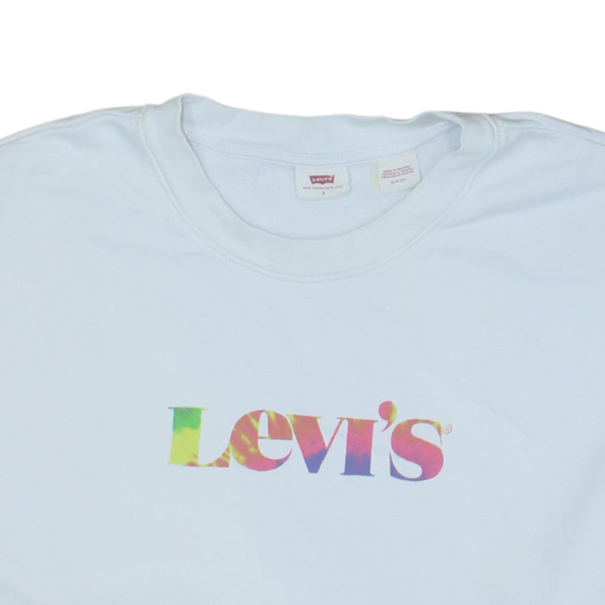 Levi's Womens White Small Pullover Sweatshirt Crew Neck Logo Print