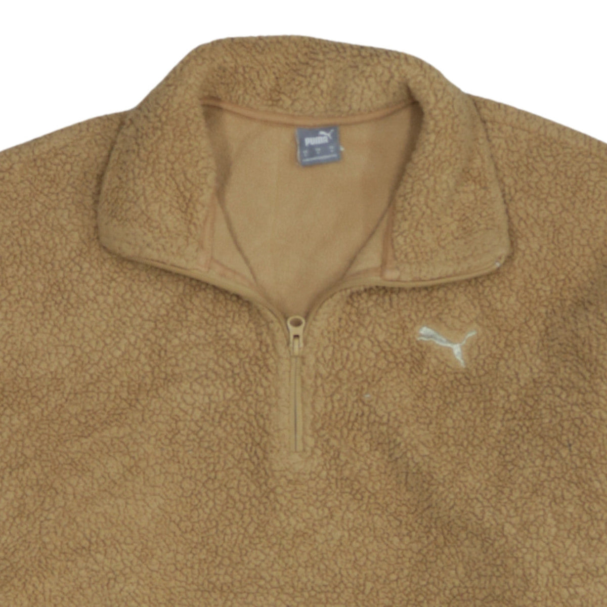 Puma Womens Beige Fleece 1/4 Zip Pullover Sweatshirt Size S