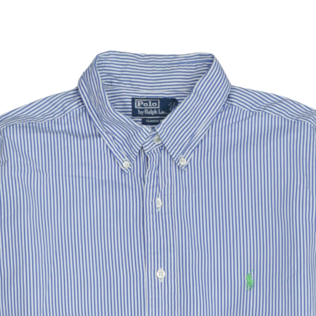 Ralph Lauren Men's Blue Striped Classic Fit Cotton Button-Up Shirt XL