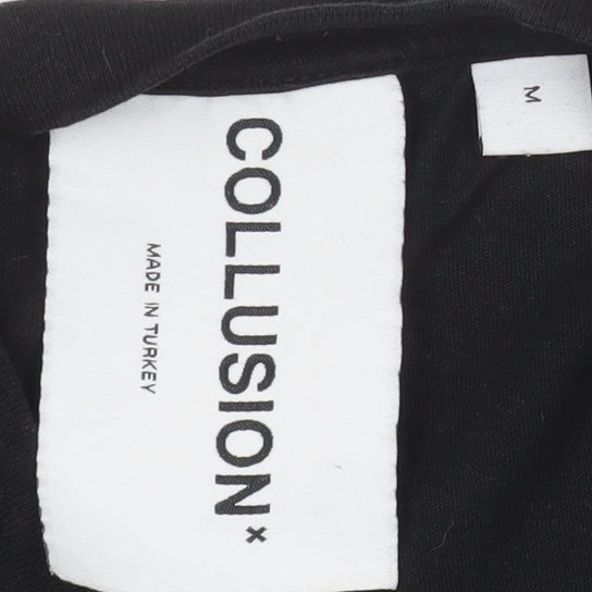 Collusion Men's Black Graphic Cosmic Print Cotton T-Shirt Size M