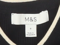 Marks & Spencer Women's Black Crew Neck Knit Jumper Size 8