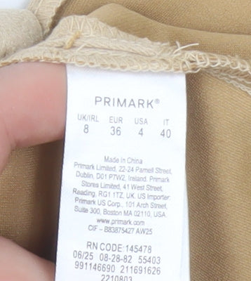 Primark Women Beige Size 8 Suede Mini Skirt High Rise