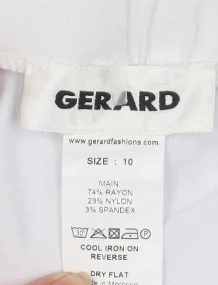 Gerard Womens White Cropped Rayon Blend Elastic Waist Trousers Size 10