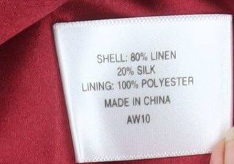 CC Women Red Linen Silk Cropped Bolero Jacket Size 12