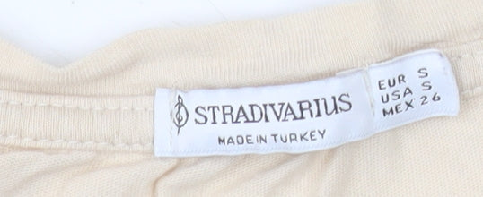Stradivarius Women's Beige Leopard Print T-Shirt Size S