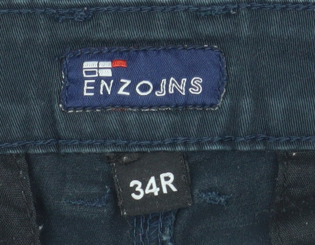 Enzo Jeans Men's Blue Slim Chino Trousers 34R Cotton Blend